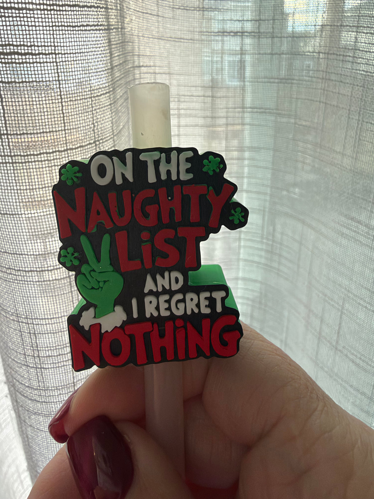 Naughty List Straw Topper
