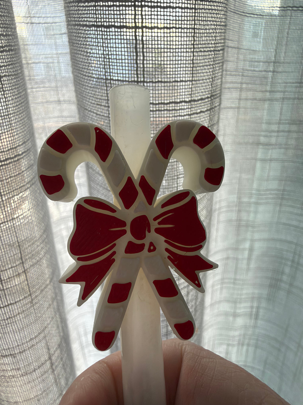 Candy Cane Bow Straw Topper